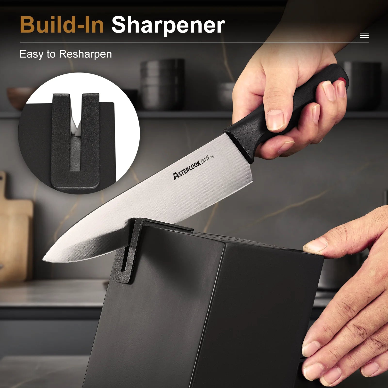 14-Piece Kitchen Knife Set with Built-In Sharpener, High Carbon German Stainless Steel, Ultra Sharp and Rust Resistant, Dishwasher Safe