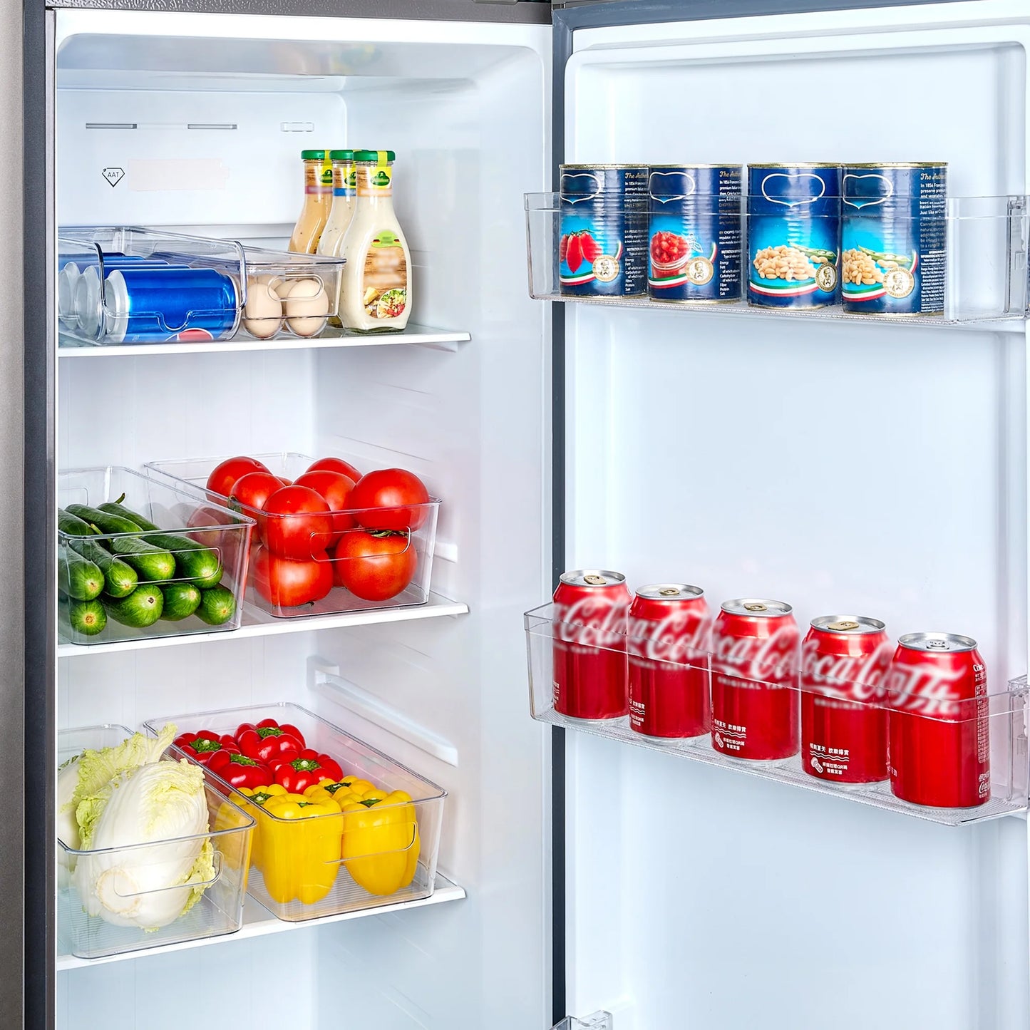 Set of 10 Fridge Organizer, Refrigerator Organizing Bins with Handles, Bpa-Free Clear Plastic Fridge Storage Containers