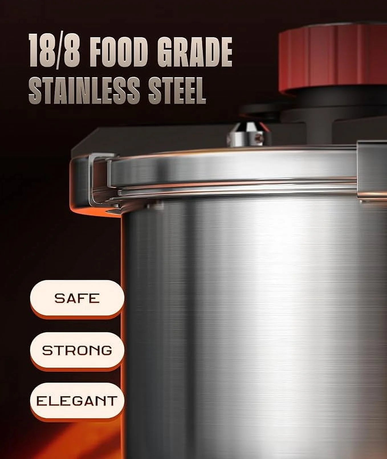 18/8 Stainless Steel Pressure Cooker 7 Quart Cook Pot 15 PSI, Food-Grade Olla De Presion [One Hand Operation Pressure Canner 7 QT] Rotating Locking Lid, Steam Rack Included