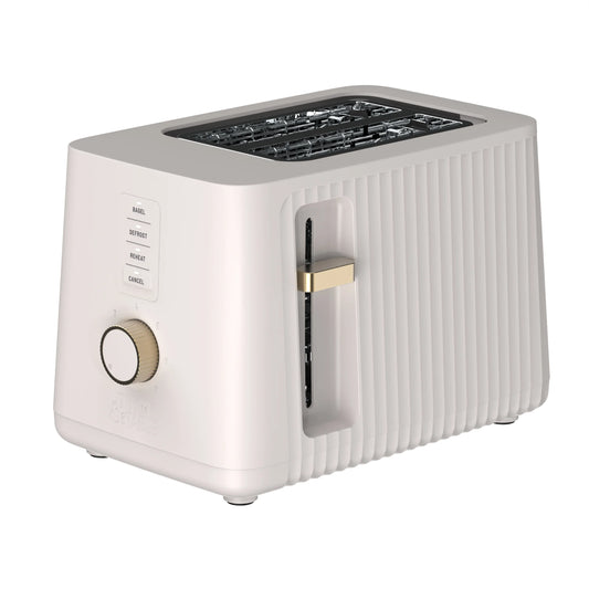 2-Slice Toaster with Extra-Wide Slots and Removable Slide-Out Crumb Tray, Sand White