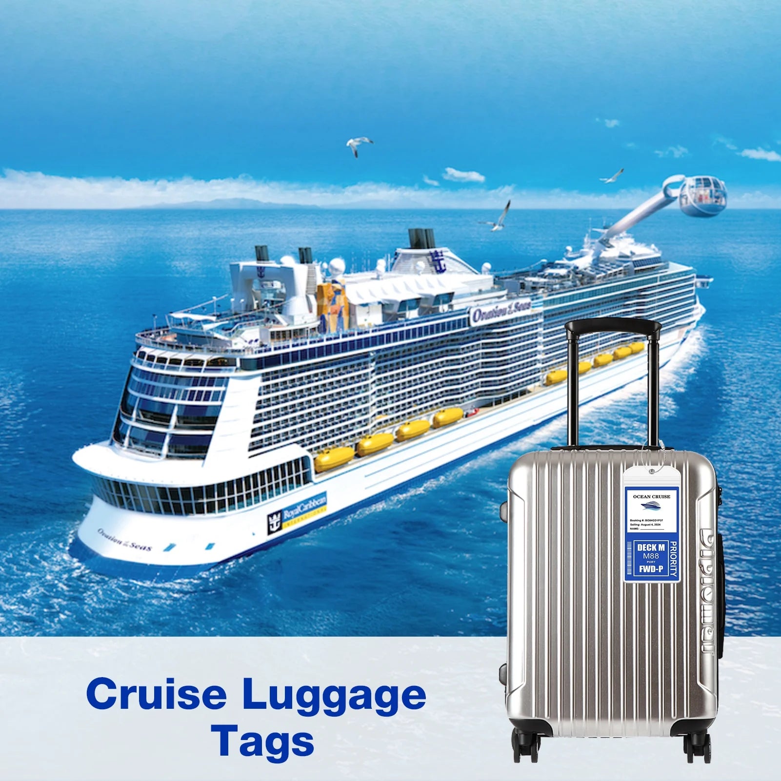 12-Piece Waterproof Cruise Luggage Tag and ID Holder Set with Zip Seal and Steel Loops, Durable PVC Holders Compatible with All Cruise Lines