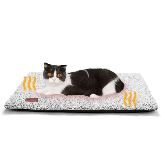 Self Warming Cat Bed Self Heating Cat Dog Mat 24 x 18 inch Extra Warm Thermal Pet Pad for Indoor Outdoor Pets with Removable Cover Non-Slip Bottom Washable Non Electric