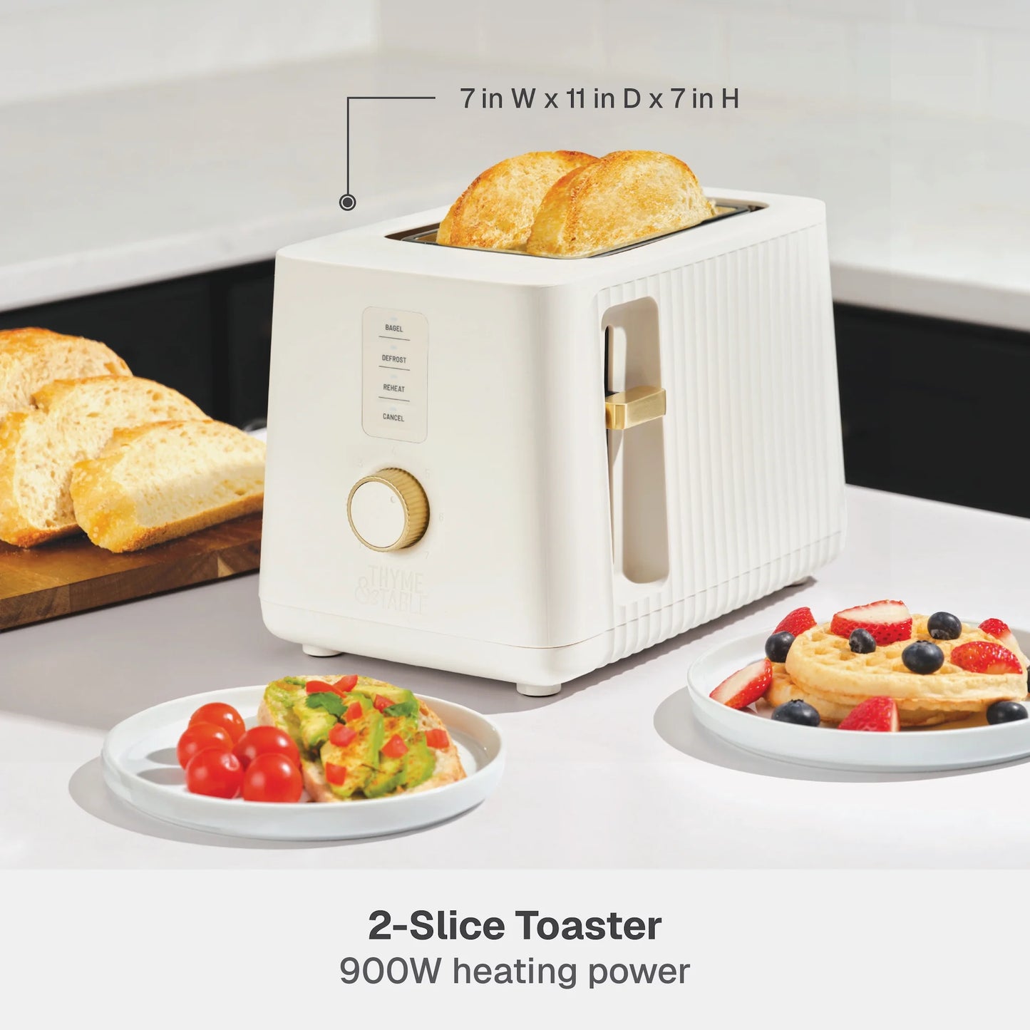 2-Slice Toaster with Extra-Wide Slots and Removable Slide-Out Crumb Tray, Sand White