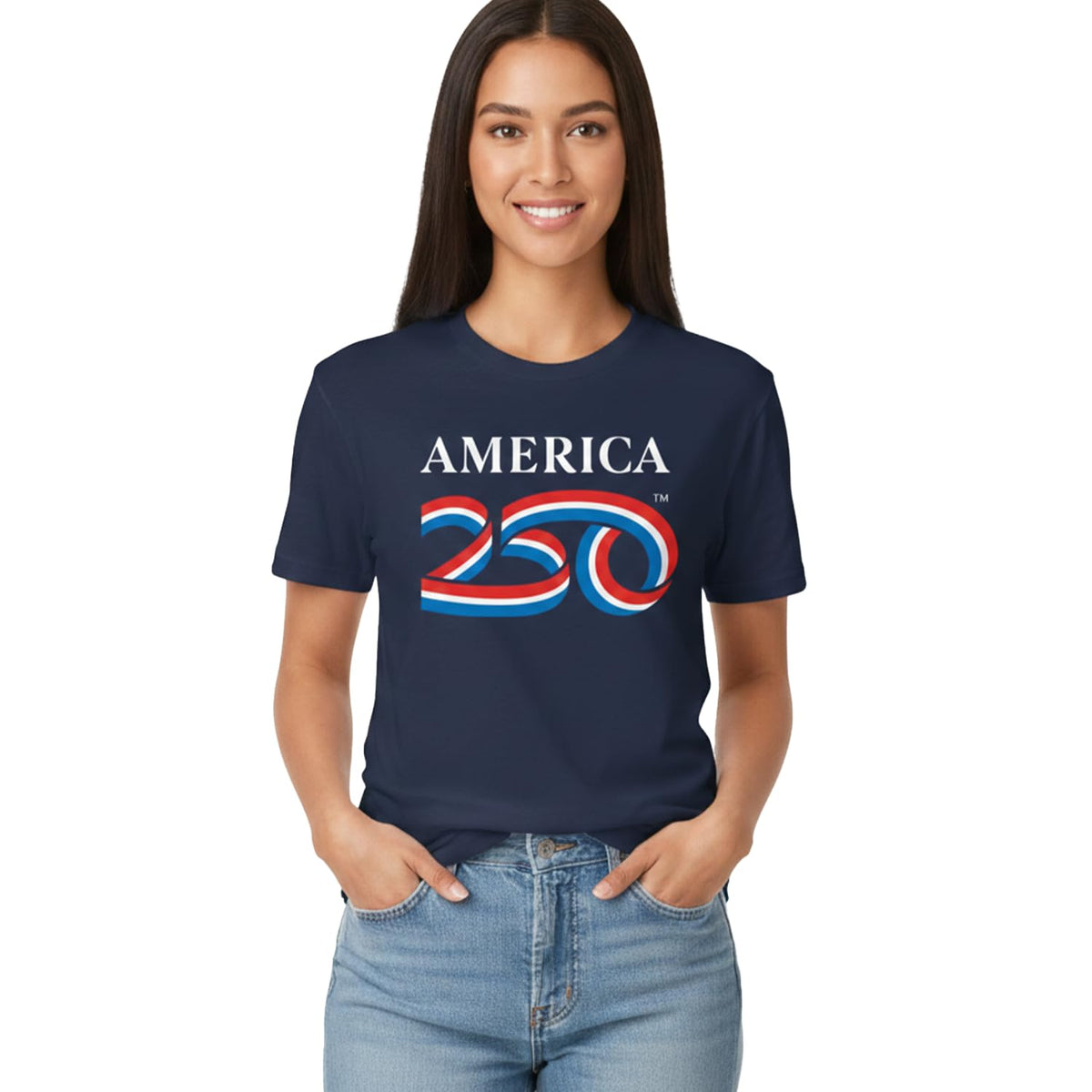 AMERICA 250 250 Anniversary USA Shirt, America250 Official Classic Dark Navy Cotton Tee 5.4oz, 4th of July Shirts Women & Men, Licensed & Official Merchandise (US, Alpha, X-Large, Regular)