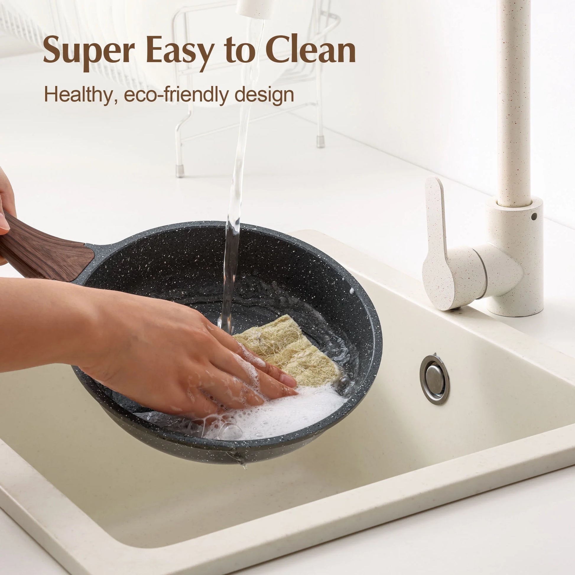 10-Piece Healthy Nonstick Cookware Set with Pot Protectors, Induction-Compatible Gray Cookware Set