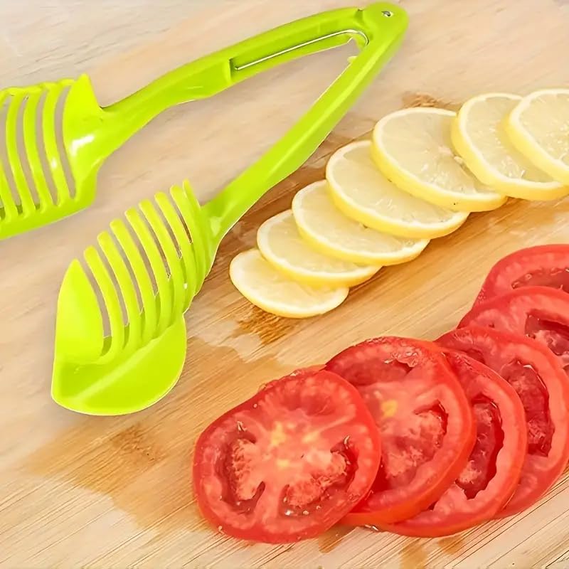 Lemon Tomato Food Tongs, Manual Fruit Tool, Round Fruit & Vegetable Cutting Holder, Handy Uncharged Kitchen Gadget