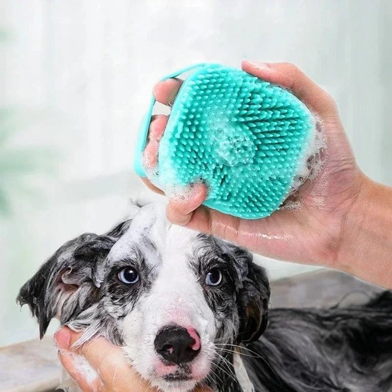 Soft Silicone Pet Brush - Invigorating Massage & Easy Cleaning for Dogs and Cats - Built-In Shower Gel Dispenser for Pampering Grooming Sessions