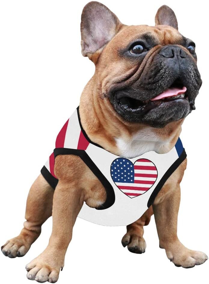 4th of July Vest for Dog American Flag Clothes Small Large Dog Apparel Pet Supplies Shirts (Large, DLR02)