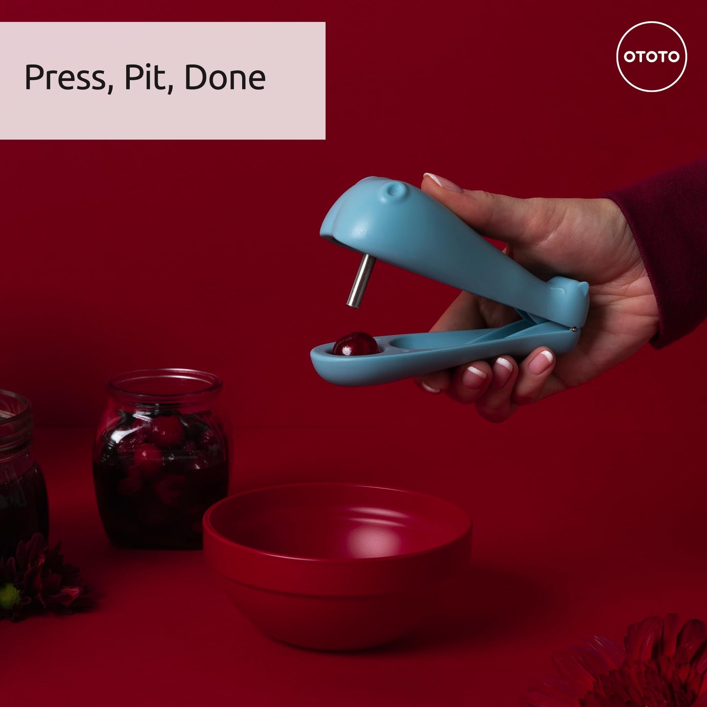 OTOTO Hippo Pitter – Cherry Pitter Tool Shaped Like a Hippo, Fun Olive Pitter for Easy Pitting, Quirky Kitchen Gadget, Perfect for Gifting