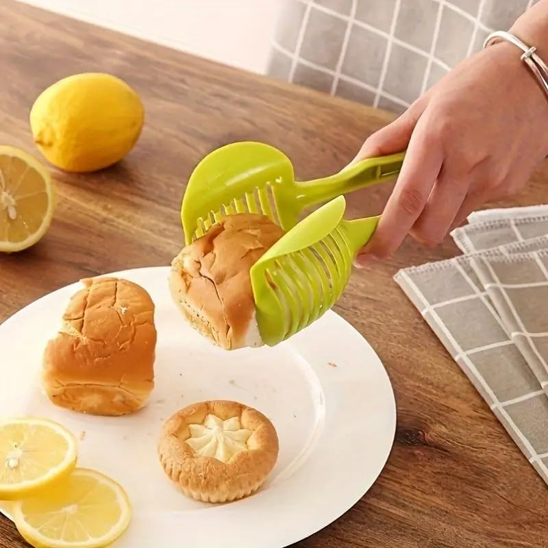 Lemon Tomato Food Tongs, Manual Fruit Tool, Round Fruit & Vegetable Cutting Holder, Handy Uncharged Kitchen Gadget