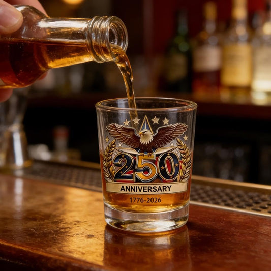 250th Anniversary Whiskey Bottle, U.S. 250th Anniversary Heritage Whiskey Glass, Independence Day Commemoration Glass for Cocktail,Bourbon,Wine, Gift for Birthdays & Father's Day