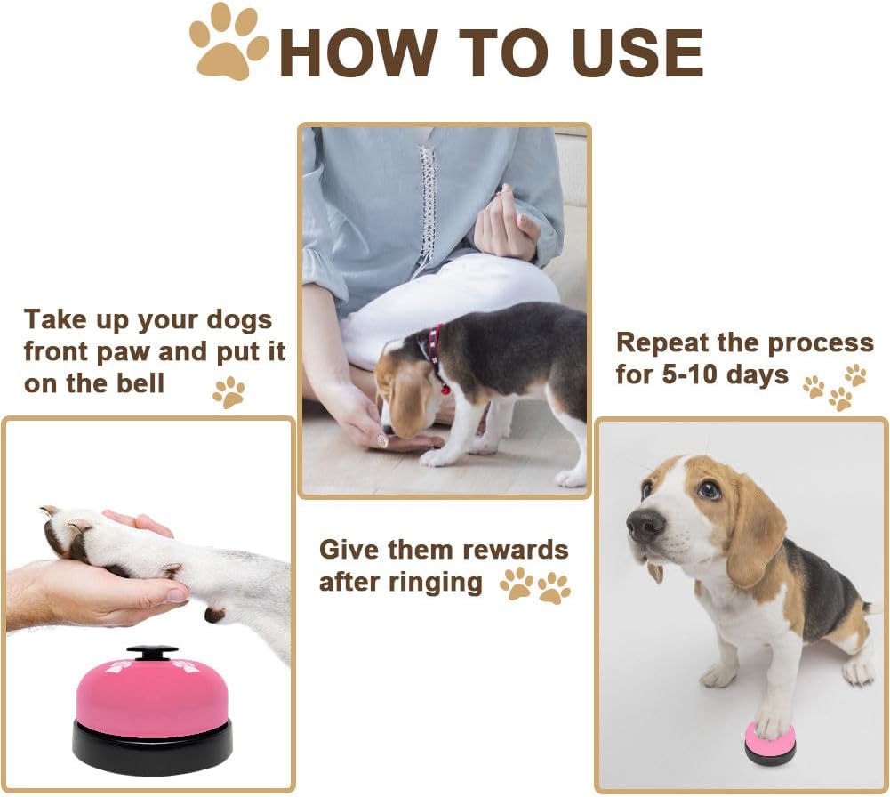 KEXIAVA 2 Pack Dog Door Bells Dog Doorbell to go Outside Puppy Train Bell for Dogs to Ring to go Potty Puppy Toilet Training Bell Jingle Bells for Door Knob Girl Puppy Essentials Accessories (Pink)