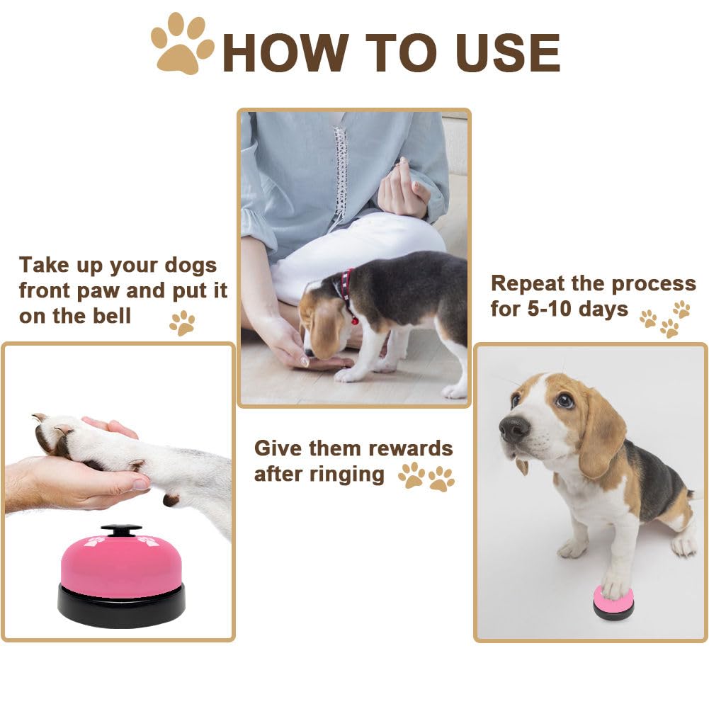 KEXIAVA 2 Pack Dog Door Bells Dog Doorbell to go Outside Puppy Train Bell for Dogs to Ring to go Potty Puppy Toilet Training Bell Jingle Bells for Door Knob Girl Puppy Essentials Accessories (Pink)