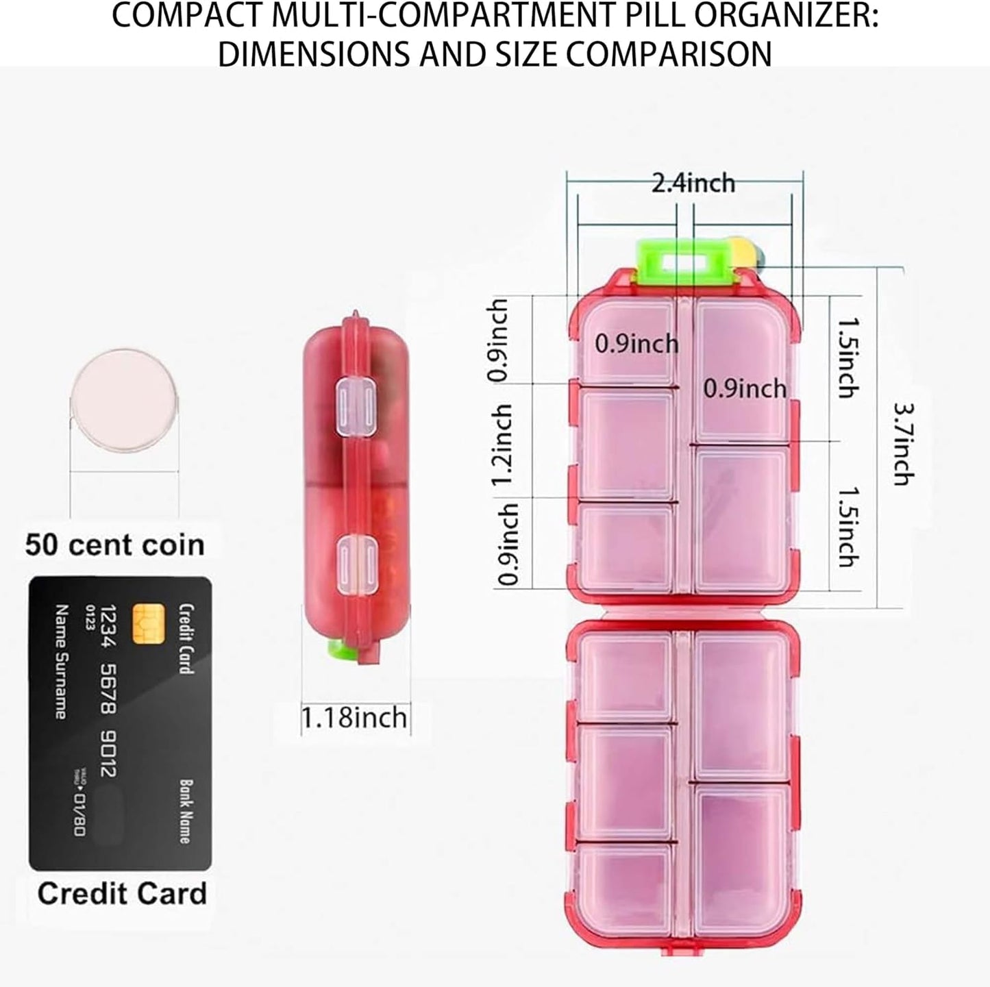 iouwei Pill Organizer With Medicine Labels - 7 Day Travel Daily Container, Mini Medication Storage Case, White With 161 Labels