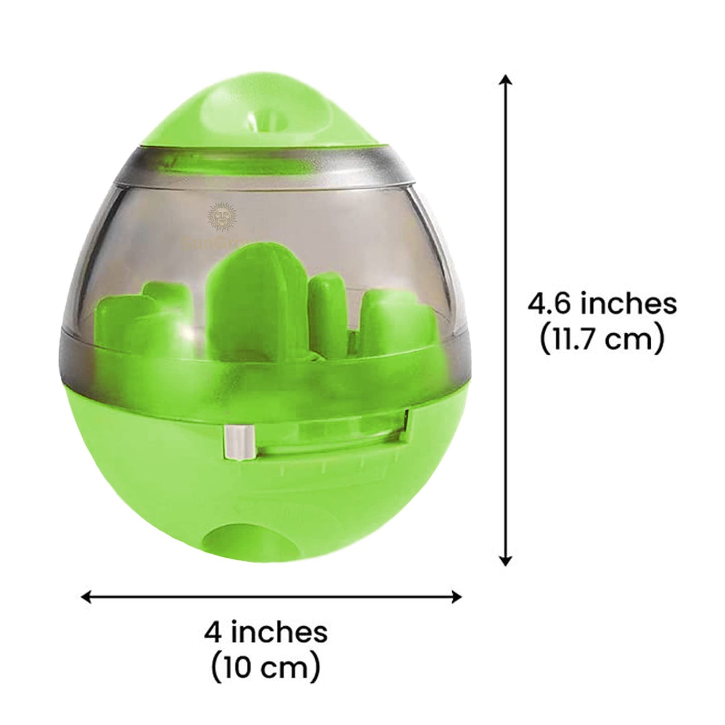 SunGrow Puppy, Small Dog Breeds, and Cat Treat Ball, Slow Pet Feeder, Boredom Buster, Adjustable Food Dispenser, Ends Naughty Chewing and Bloat, Encourages Exercise, Interactive Puzzle Feeder, 4.6”