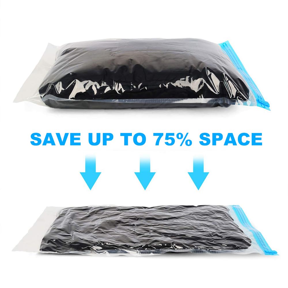 ALMING Compression Bags - Travel Essentials - 12 Pack Space Saver Bags - No Vacuum Pump Or Air Extractor is Needed - Storage Accessorie and Home Packing Organizers (transparent)