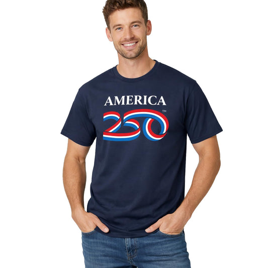 AMERICA 250 250 Anniversary USA Shirt, America250 Official Classic Dark Navy Cotton Tee 5.4oz, 4th of July Shirts Women & Men, Licensed & Official Merchandise (US, Alpha, X-Large, Regular)