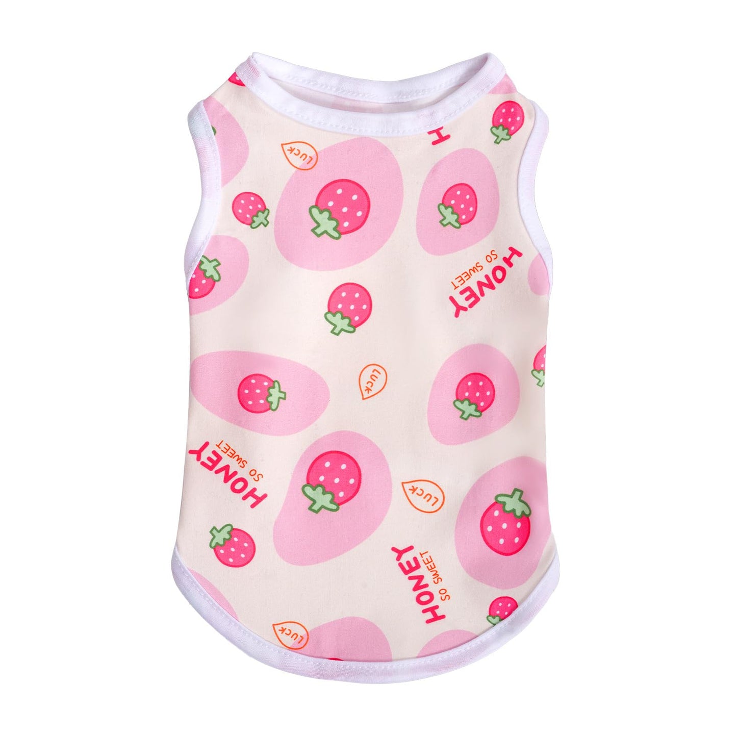 Pistha Pink Dog Shirts Cute Summer Dog Clothes Soft Pet T-Shirt Printed Puppy Shirt for Small Medium Dogs Cats Girl(Strawberry1,S)