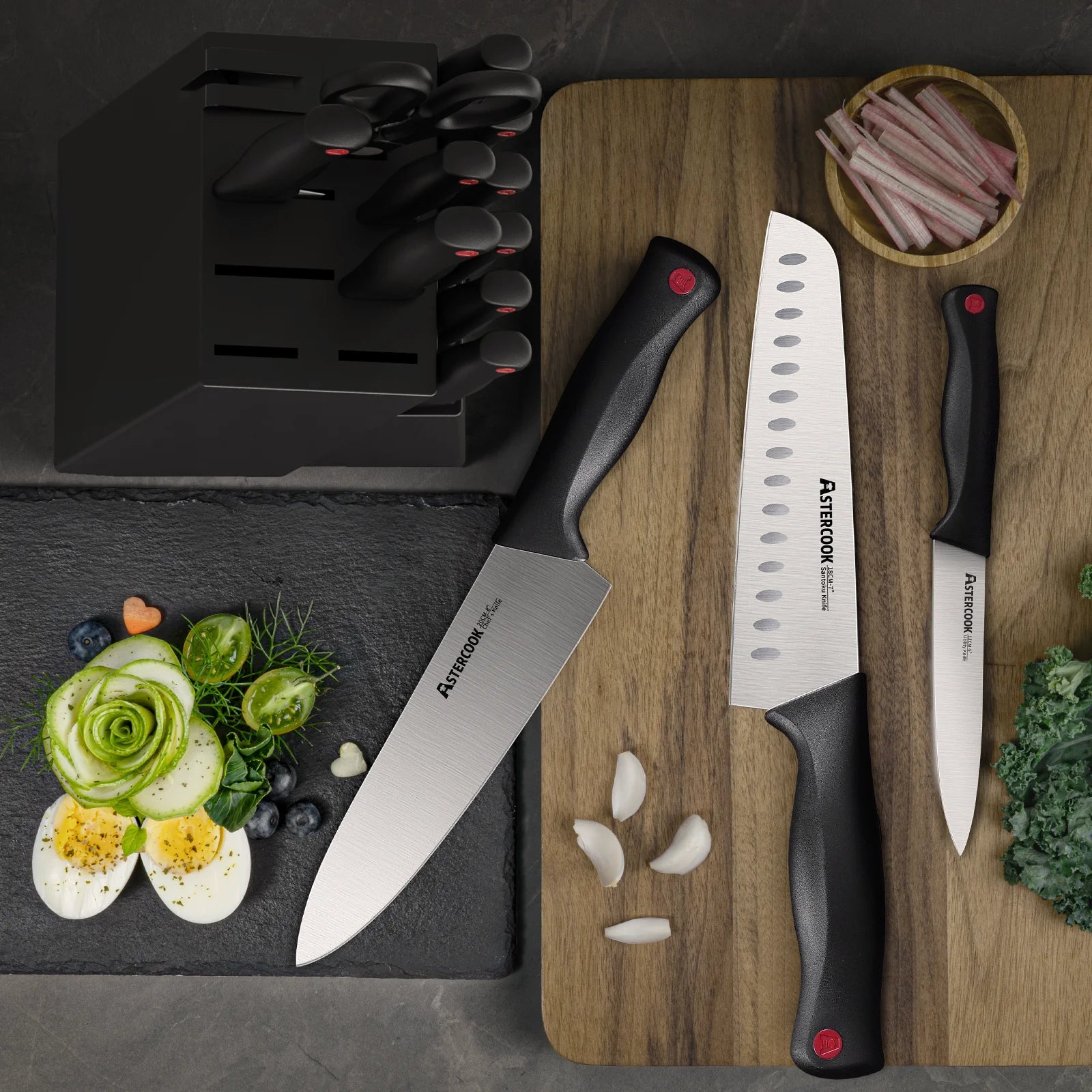 14-Piece Kitchen Knife Set with Built-In Sharpener, High Carbon German Stainless Steel, Ultra Sharp and Rust Resistant, Dishwasher Safe