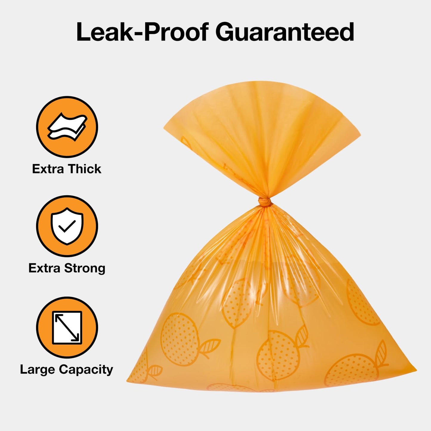 VETRESKA Dog Poop Bags Dispenser with Citrus Scented Waste Bags, Leak Proof, Extra Thick and Large Pet Poop Bags for Walking Dog, Cats Litter and Babies' Diaper 1 Count Holder and 105 Bags, Orange