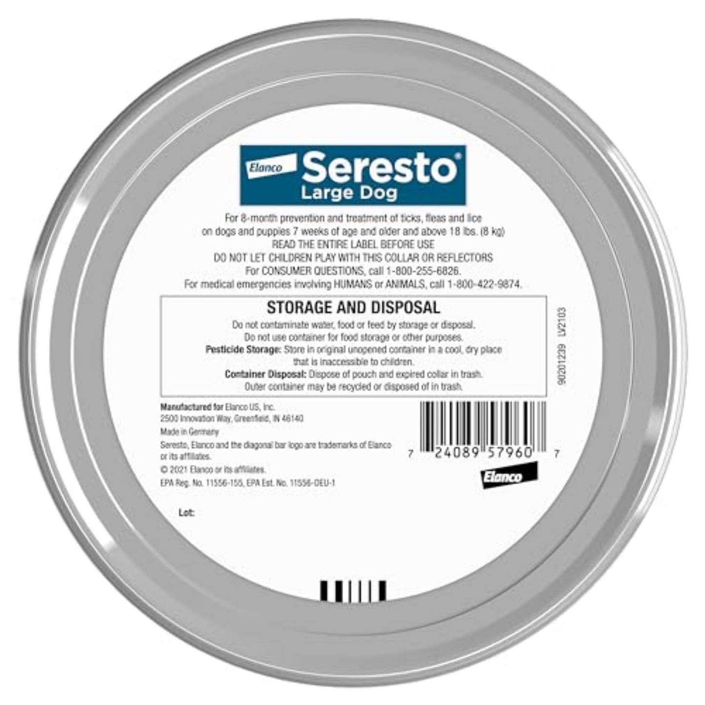 Seresto Large Dog Vet-Recommended Flea & Tick Treatment & Prevention Collar for Dogs Over 18 lbs. | 8 Months Protection