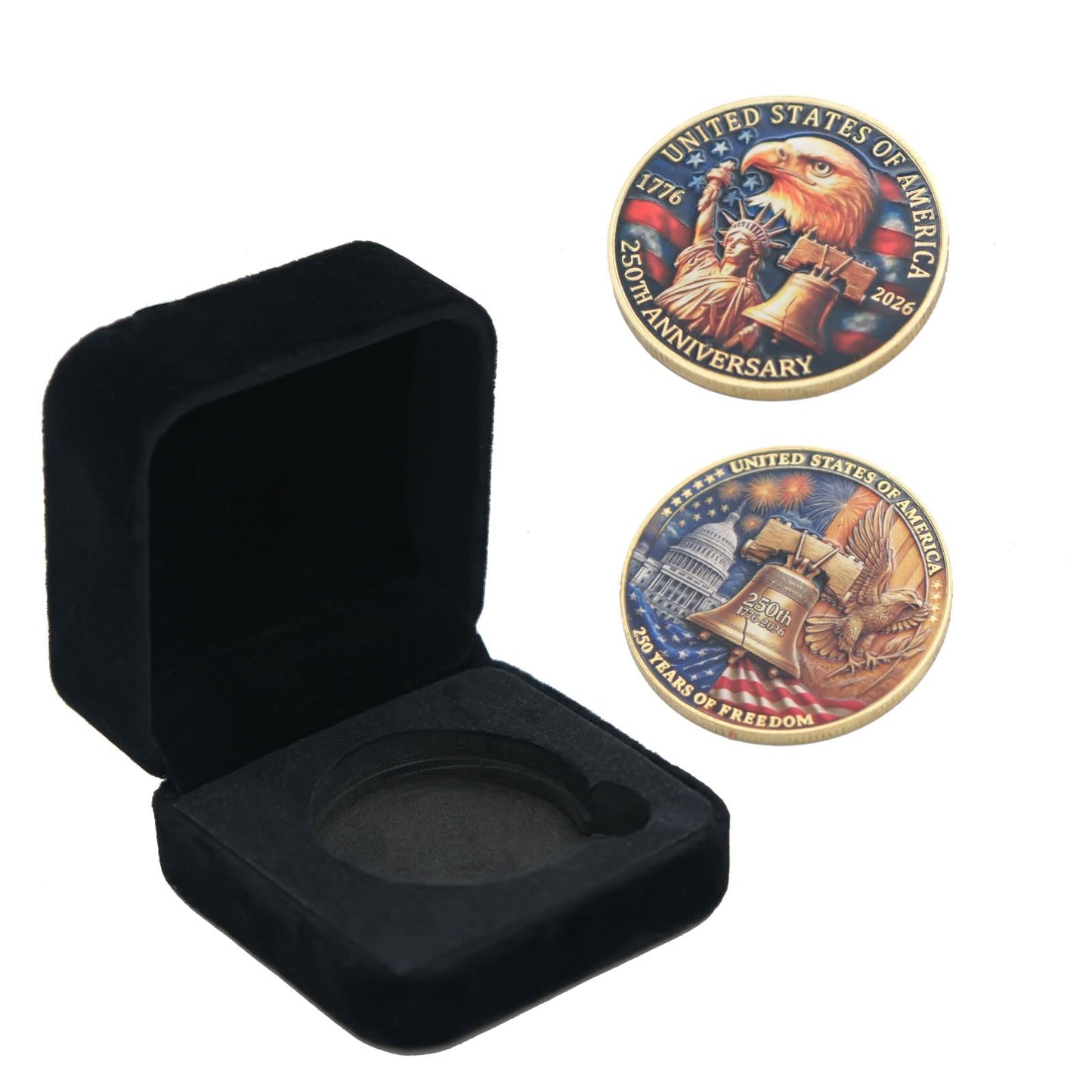 250 Anniversary Coin 250th Year American USA Anniversary Commemorative Coin Merch Merchandise with Case Collectible Gifts