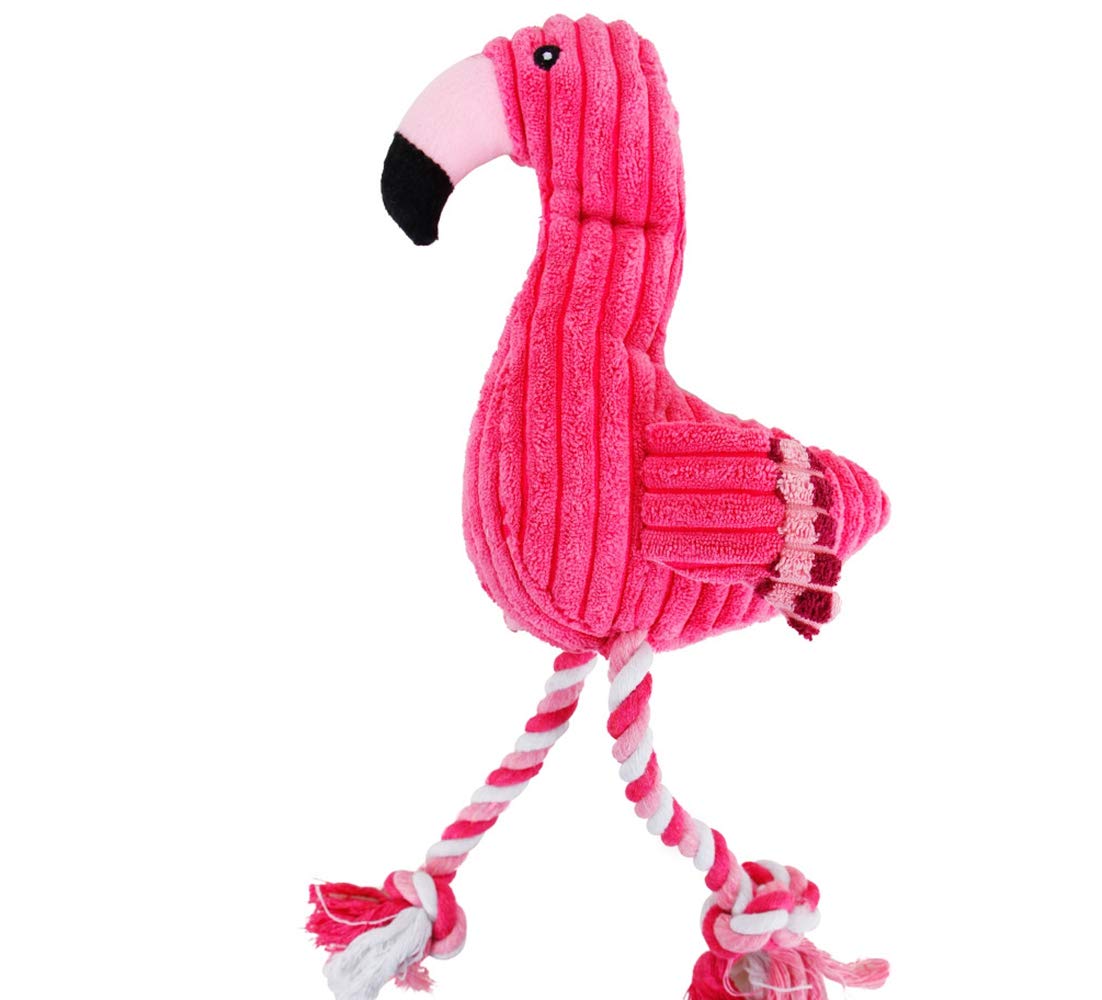 Dog Plush Toys,Cute Flamingo Durable Squeaky Teething Toys for Puppy, Interactive Stuffed Dog Chew Toys for Small-Large Dogs