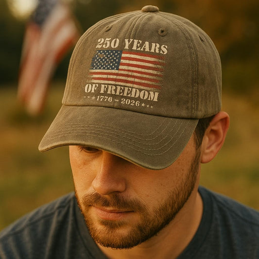 250th Anniversary USA Hat, 250 Anniversary USA Hat, Vintage Patriotic Washed Cotton Baseball Cap for Men Women, 1776–2026 Freedom Gifts