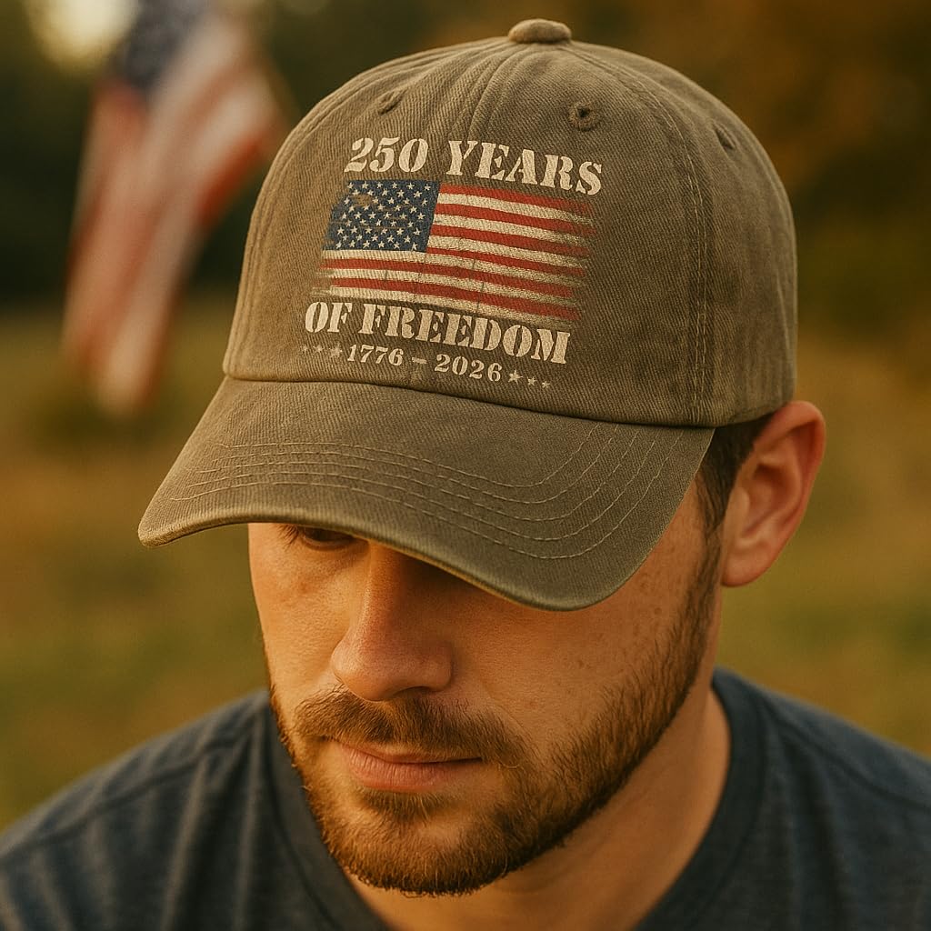250th Anniversary USA Hat, 250 Anniversary USA Hat, Vintage Patriotic Washed Cotton Baseball Cap for Men Women, 1776–2026 Freedom Gifts