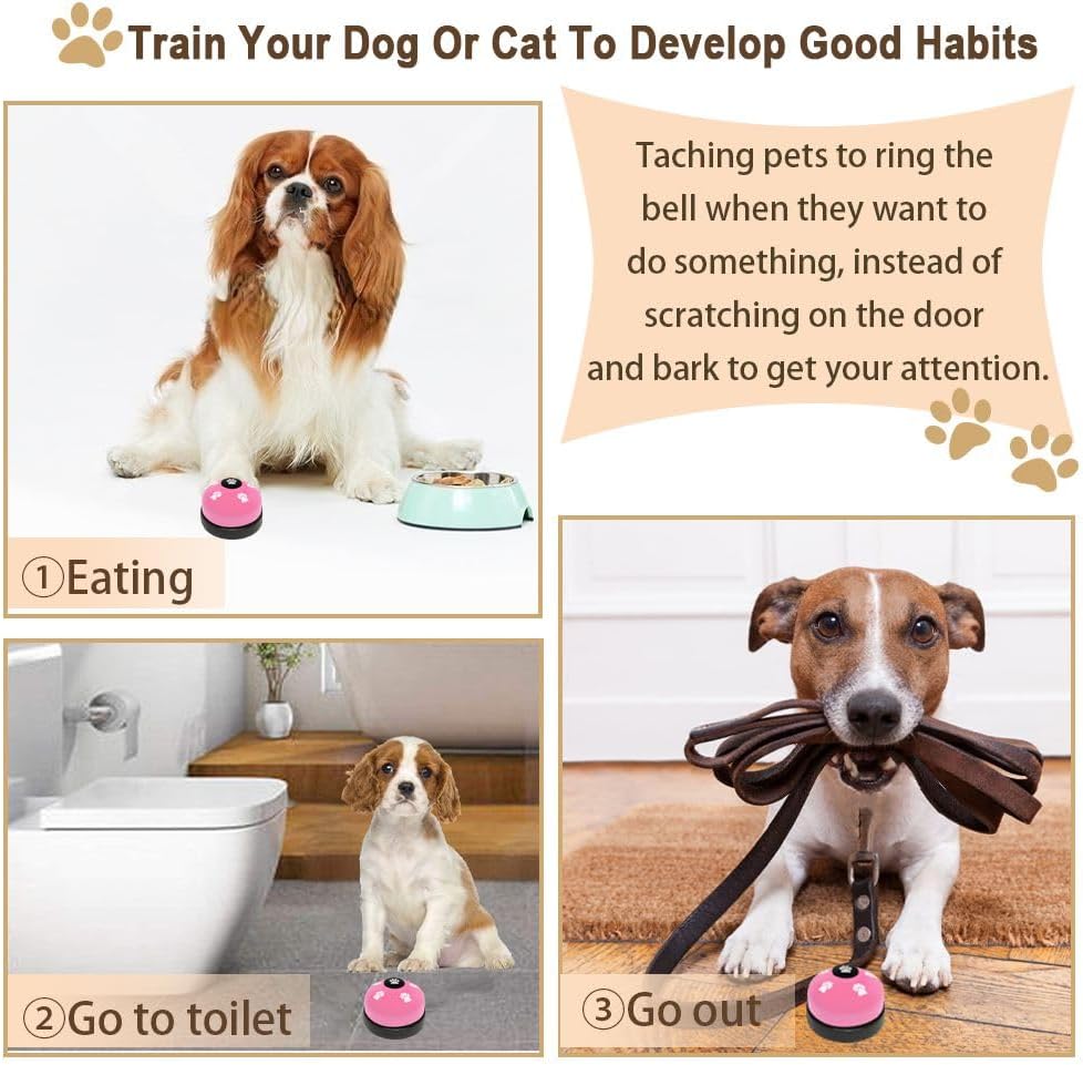 KEXIAVA 2 Pack Dog Door Bells Dog Doorbell to go Outside Puppy Train Bell for Dogs to Ring to go Potty Puppy Toilet Training Bell Jingle Bells for Door Knob Girl Puppy Essentials Accessories (Pink)