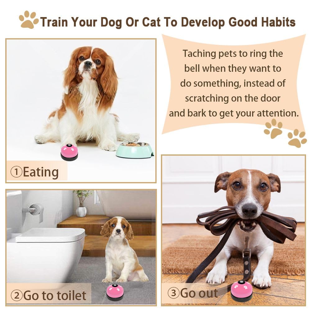 KEXIAVA 2 Pack Dog Door Bells Dog Doorbell to go Outside Puppy Train Bell for Dogs to Ring to go Potty Puppy Toilet Training Bell Jingle Bells for Door Knob Girl Puppy Essentials Accessories (Pink)