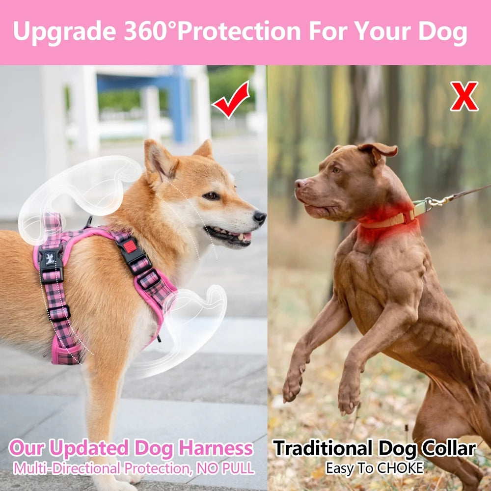 Adjustable Dog Harness and Leash Set, Escape-Proof No-Pull Vest with Reflective Soft Padding and Handle for Small to Large Dogs