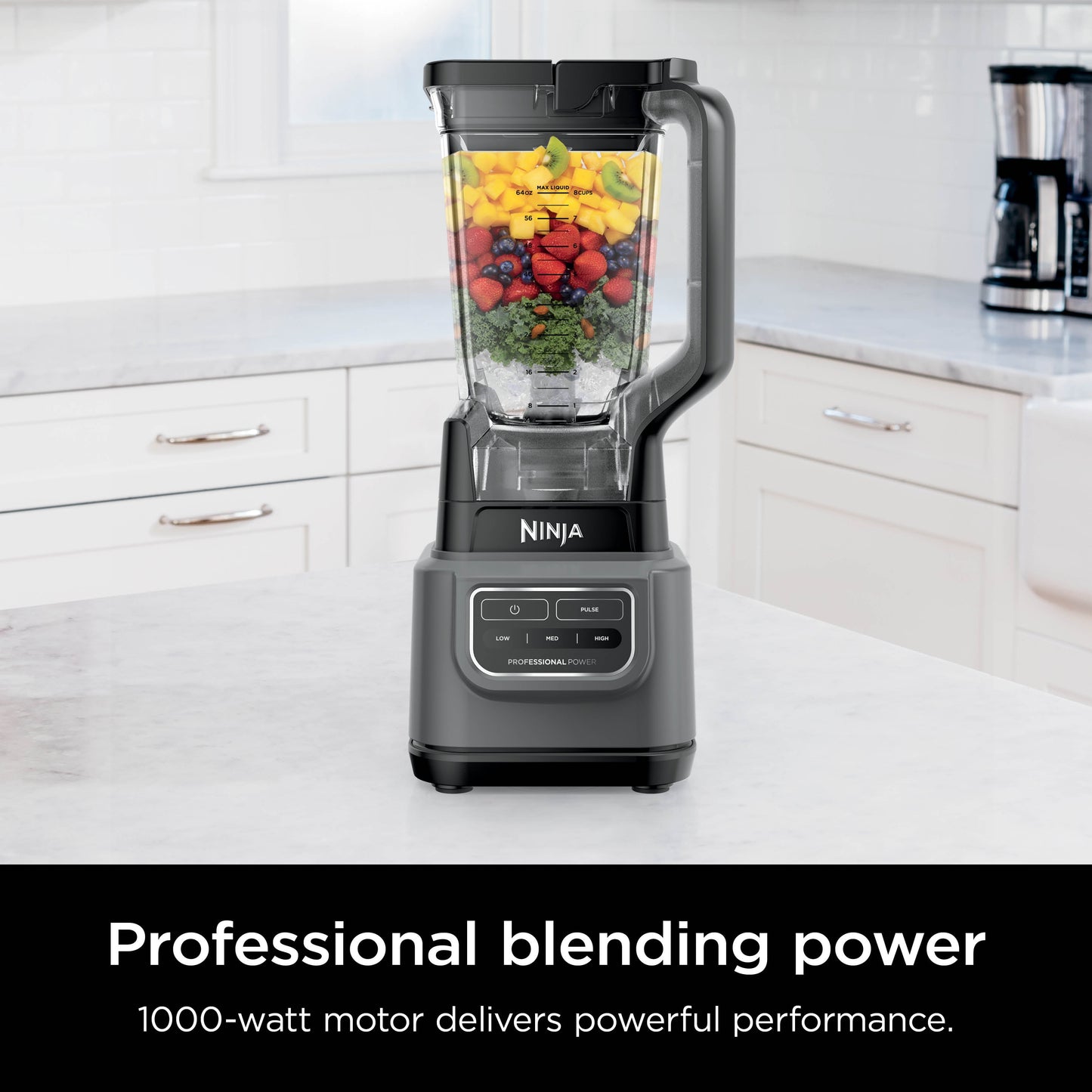 BE200 Classic Blender, 1000 Watts, 3-Speed Settings, 72 Oz. Pitcher with Total Crushing Blades, Dark Gray