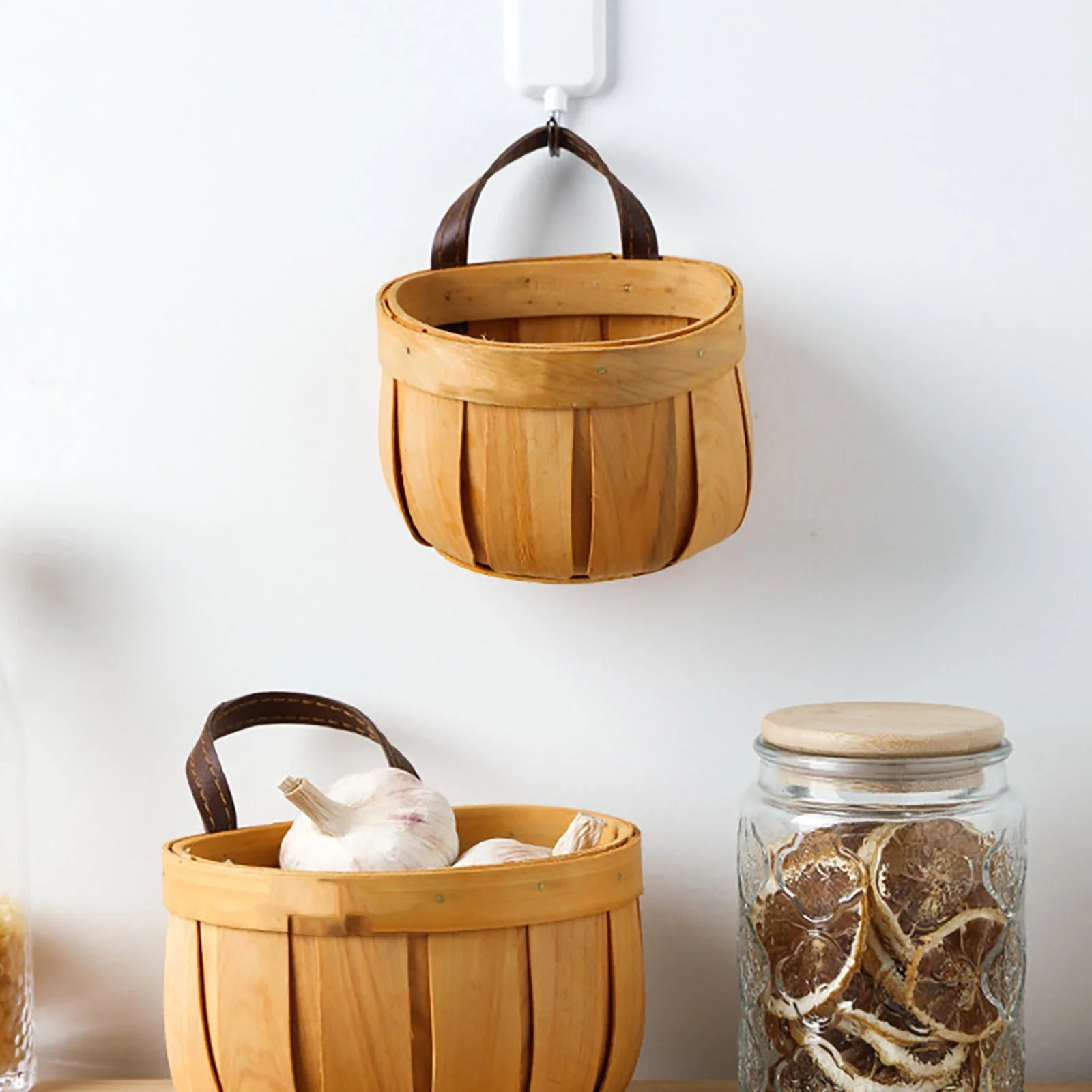 Bread Basket,Wood Chip Picnic Basket with Handle, Handmade Woven Fruits Vegetable Storage Basket Holder for Storage Gift Flower Wedding Serving Kitchen Cabinet Organizer,Khaki,4.9*5 Inch