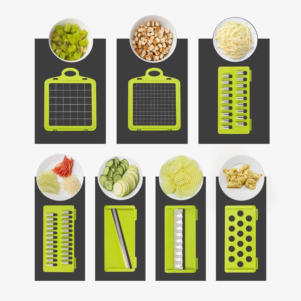 14-in-1 Multifunctional Vegetable Chopper with 8 Blades and Container