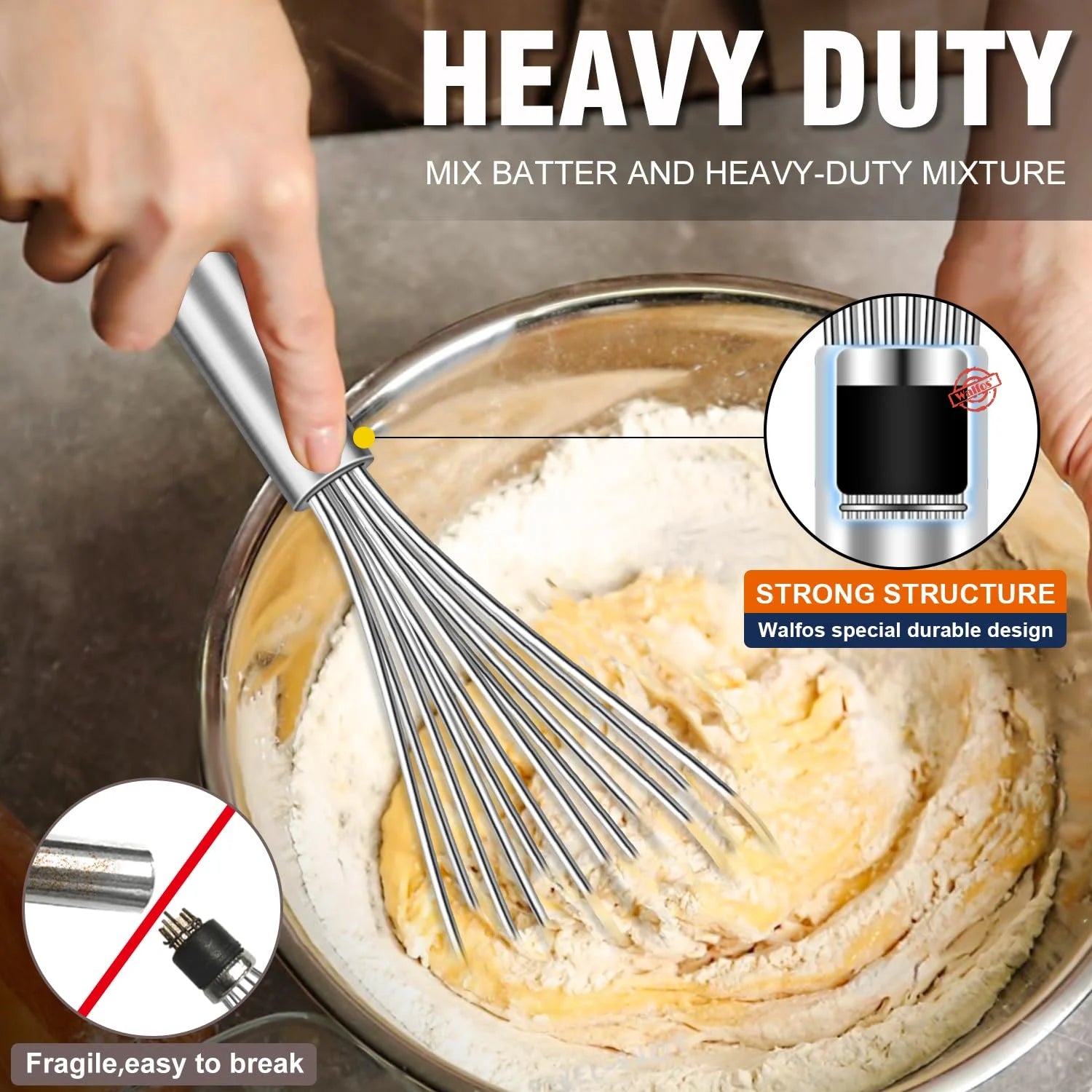 Whisk,304 Stainless Steel Whisk,No-Rust 7+9+11Inch Whisks for Cooking Nice for Blending,Whisking,Beating.Heat Resistant 600°F Dishwasher Safe. Heavy Duty Kitchen Whisk.17.7+22.8+27.9Cm -SILVER