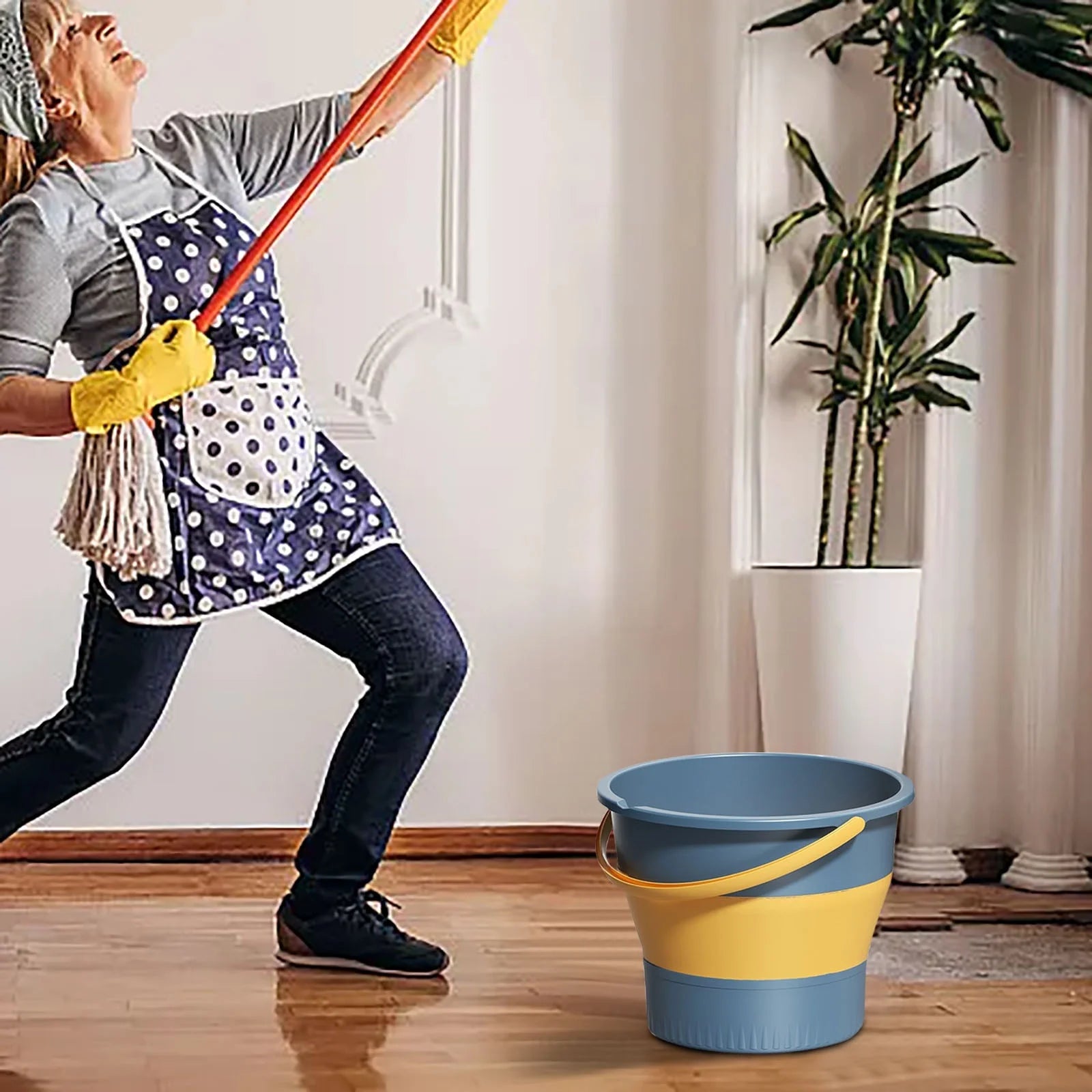 Collapsible Plastic Bucket,Foldable round Tub for House Cleaning,Space Saving Outdoor Waterpot,Portable Fishing Water Pail,For Garden or Camping