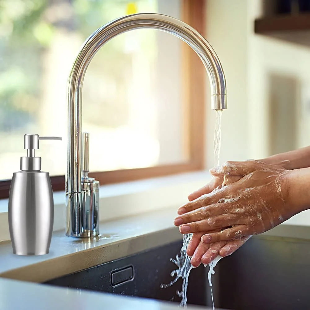 350Ml Refillable Liquid Soap Dispenser with Stainless Steel Pump,Brushed Nickel Soap Dispenser for Bathroom Kitchen Countertop Office