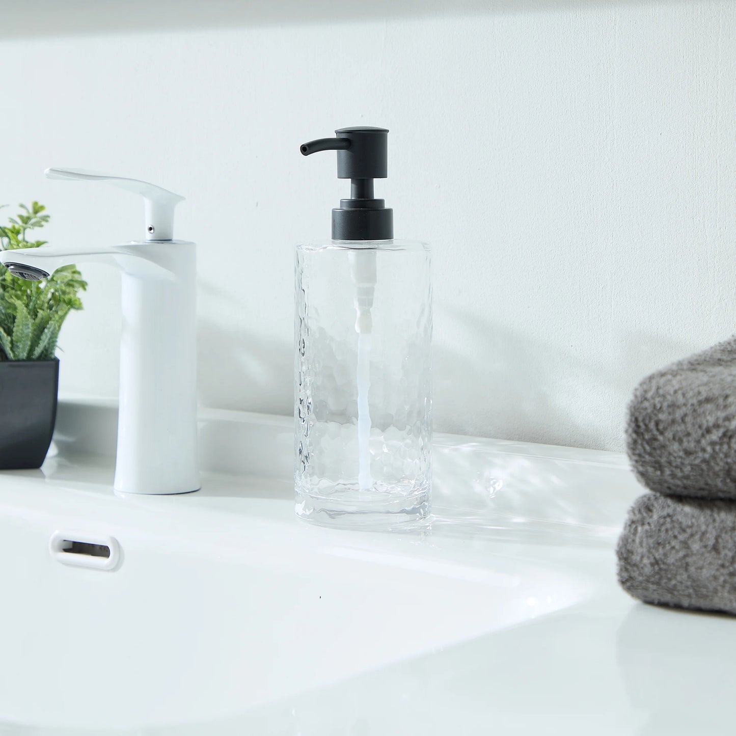 Hammered Glass Soap Pump