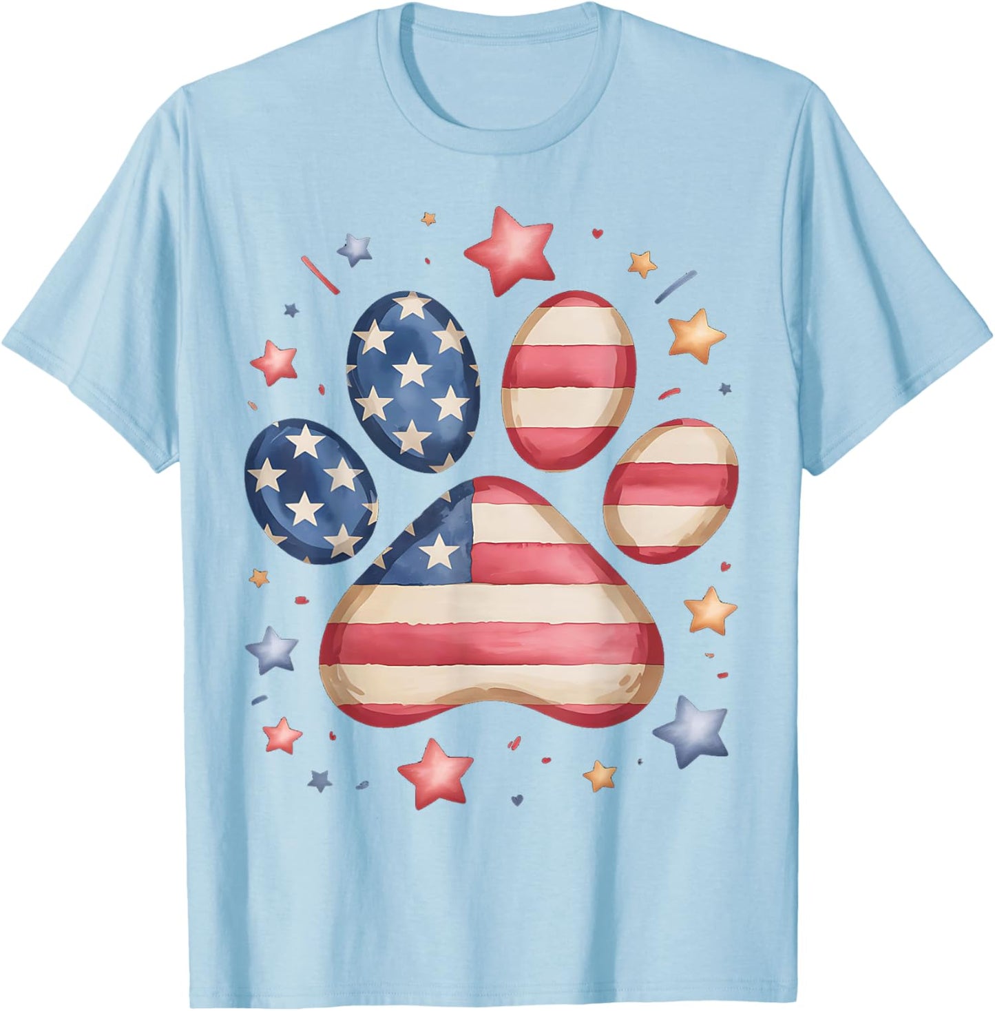American Flag Patriotic Dog Cat Paw Print 4Th of July Unisex T-Shirt