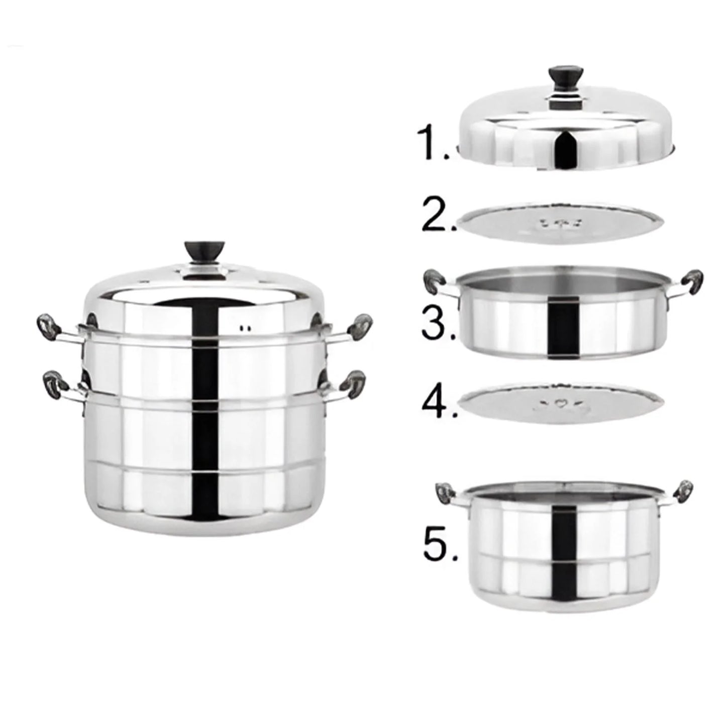 Food Steamer Steamer Pot Dumpling Steamer 11Inch Thickened Stainless Double Layer Steaming Pot for Cooking Steamer Pot Multipurpose Stainless Steel Steaming Pot Cookware with Handle Cooking Utensils