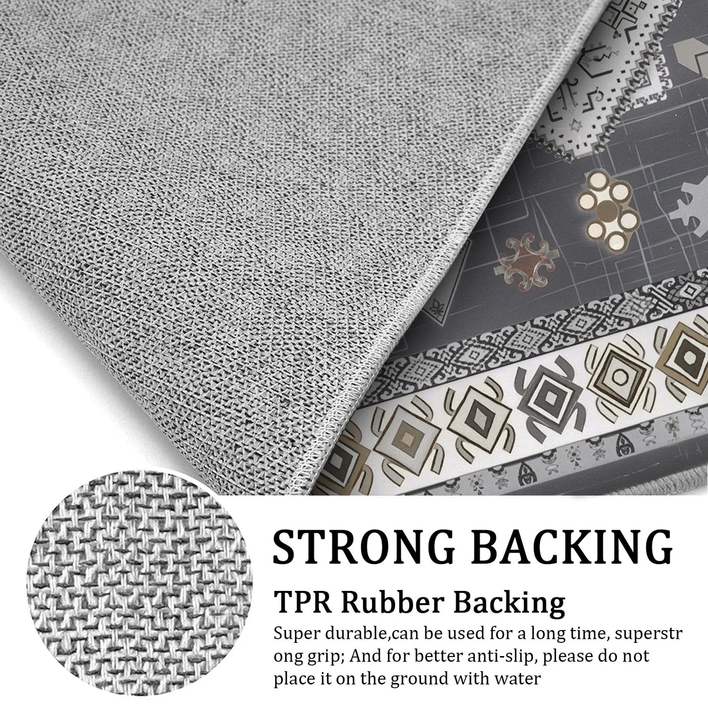 3-Piece Kitchen Rug Set, Non-Slip Machine Washable Mats, Farmhouse Hallway Doormat for Home and Living Room, Gray