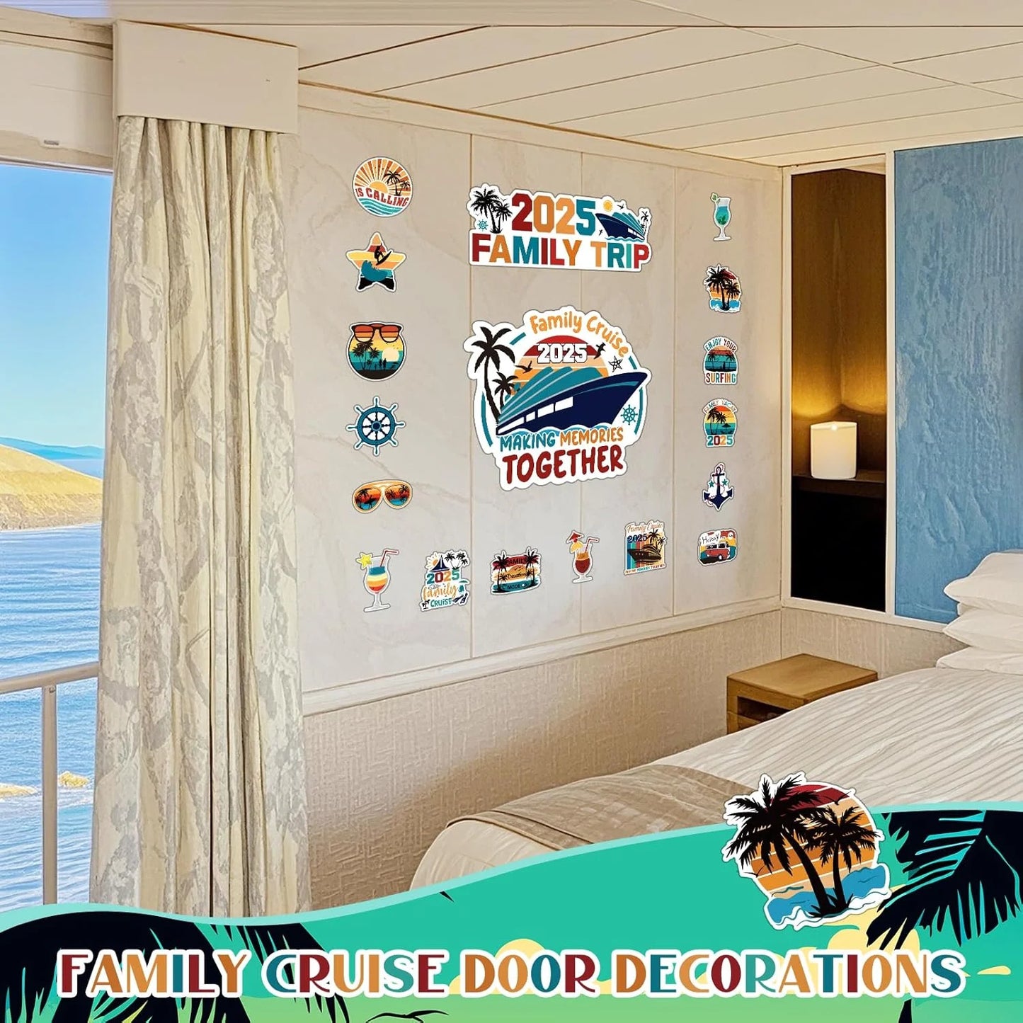 2025 Family Cruise Door Decorations - Magnetic Stickers and Decals for Cruise Ships, Cars, and Refrigerators