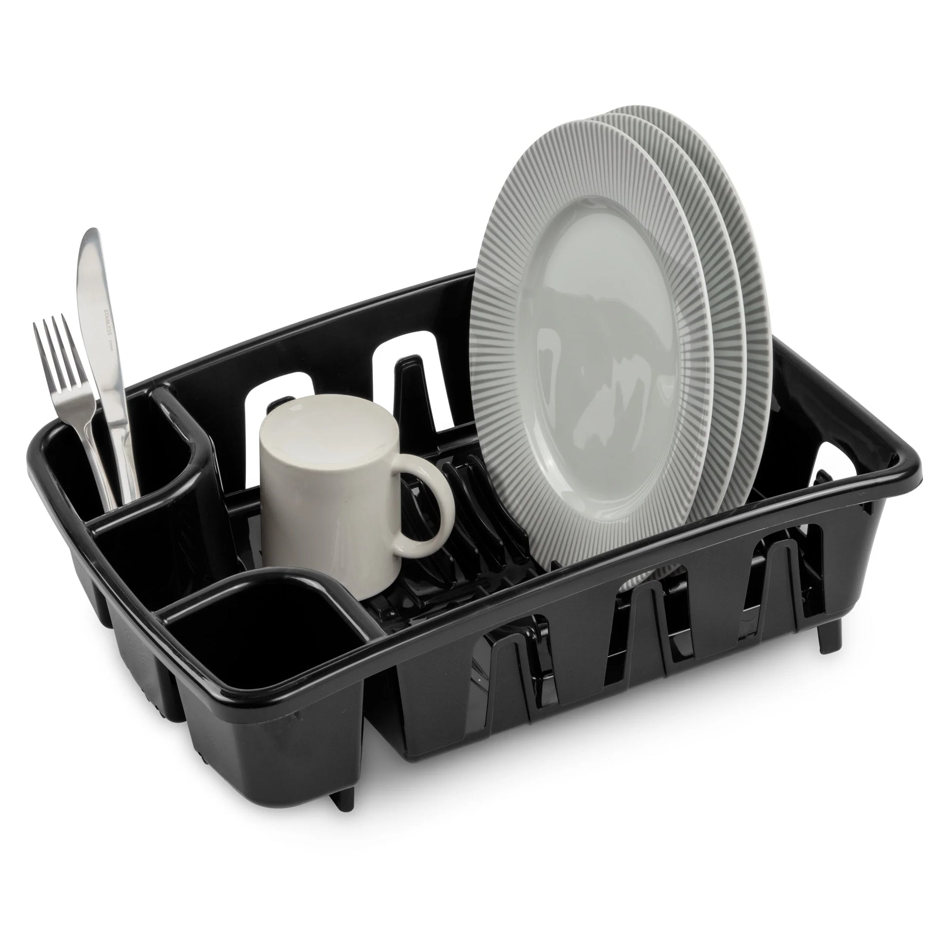Drainrack, Dishrack and Drainboard All-In-One, Inclined Base for Draining, Black