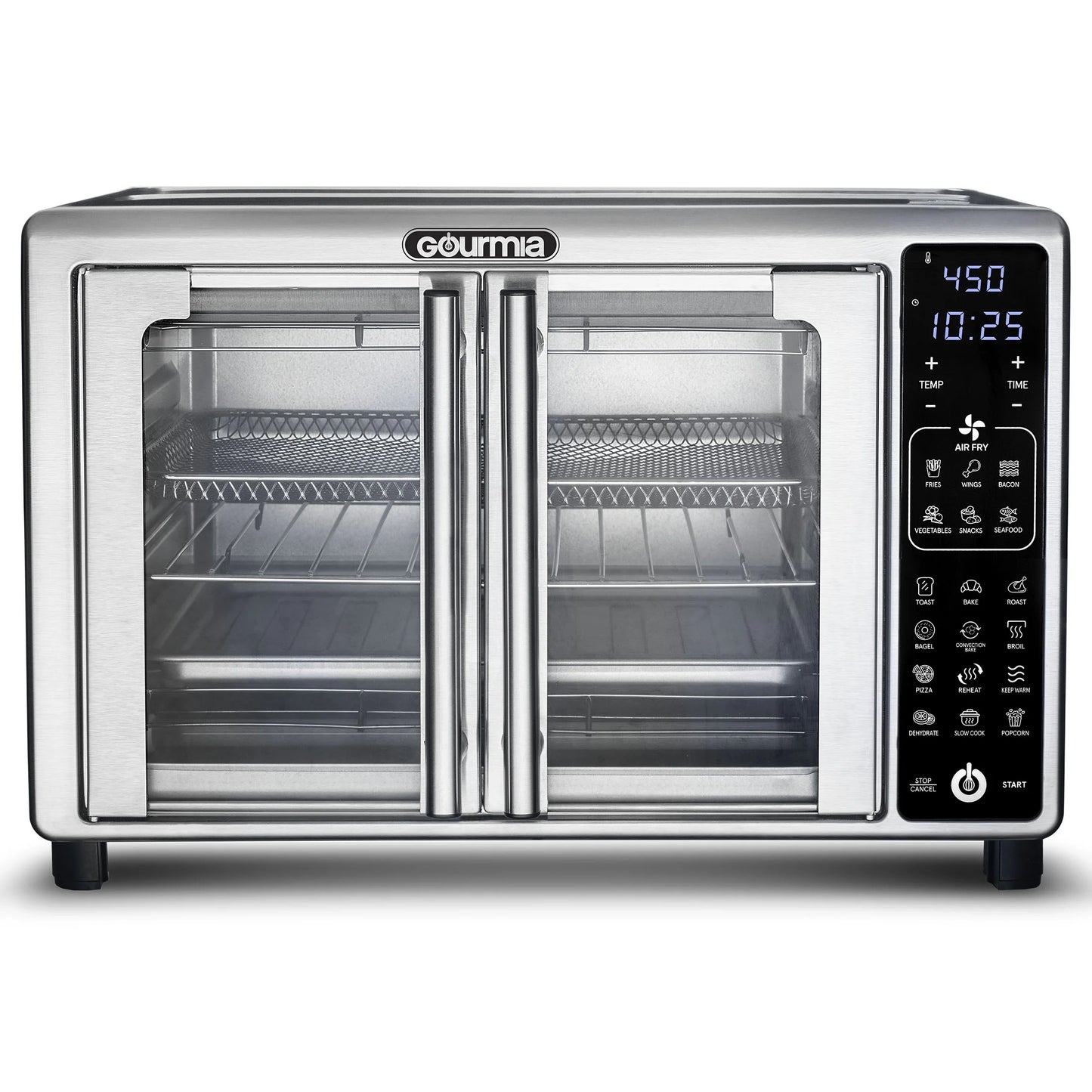 French Door 6-Slice Digital Toaster Oven Air Fryer, 19 One-Touch Presets, 24L, Stainless Steel