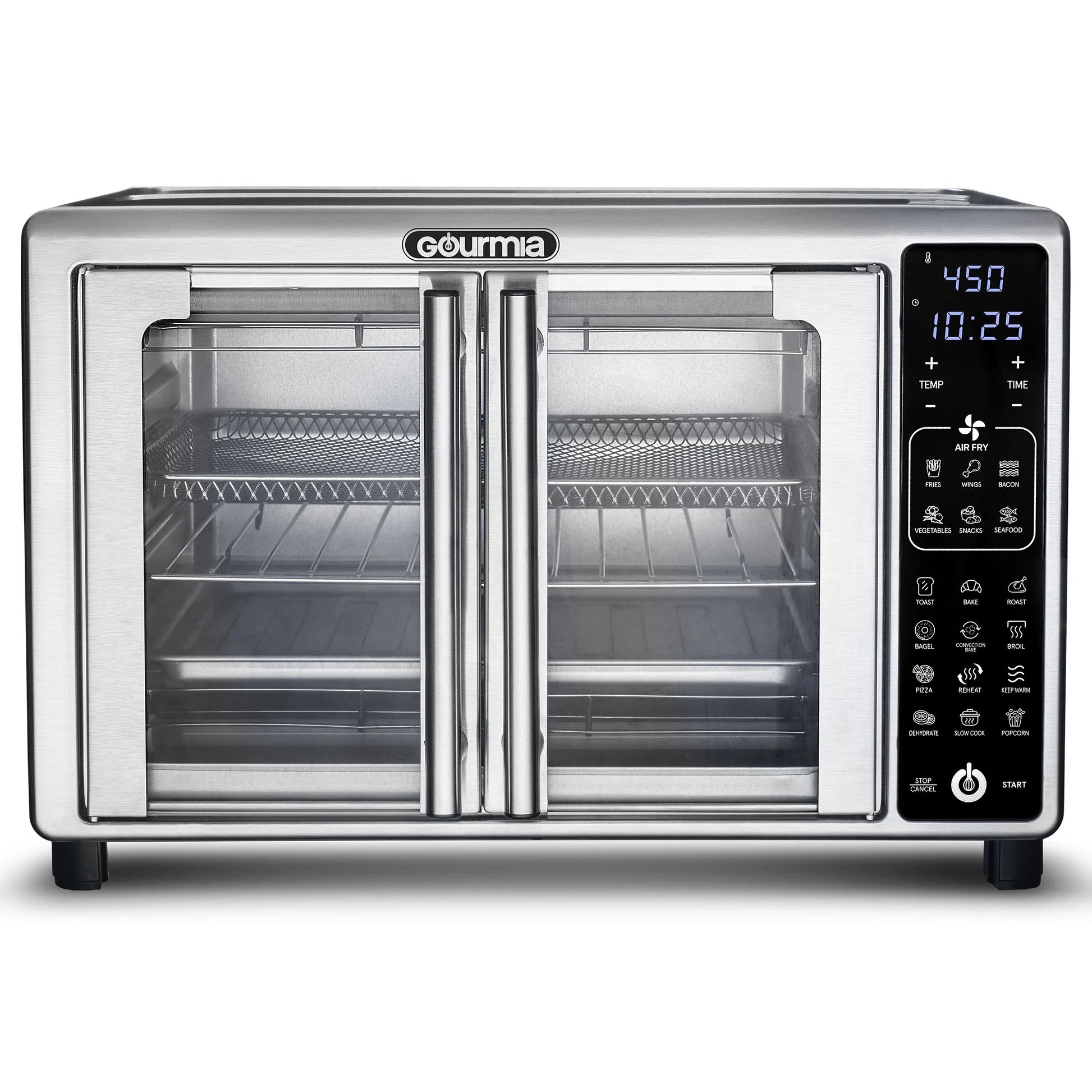 French Door 6-Slice Digital Toaster Oven Air Fryer, 19 One-Touch Presets, 24L, Stainless Steel