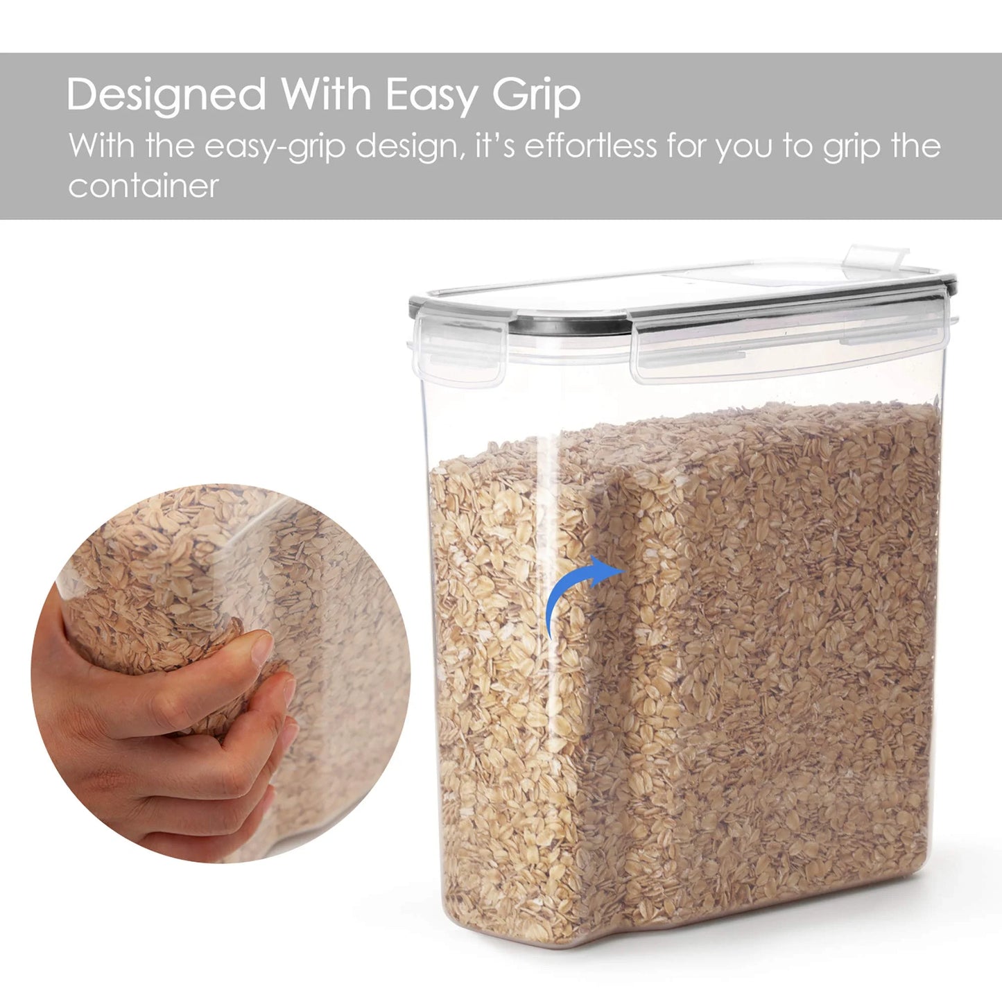 Cereal Storage Container Set of 4,  Airtight Food Storage Containers, 135.2 Fl Oz, Black