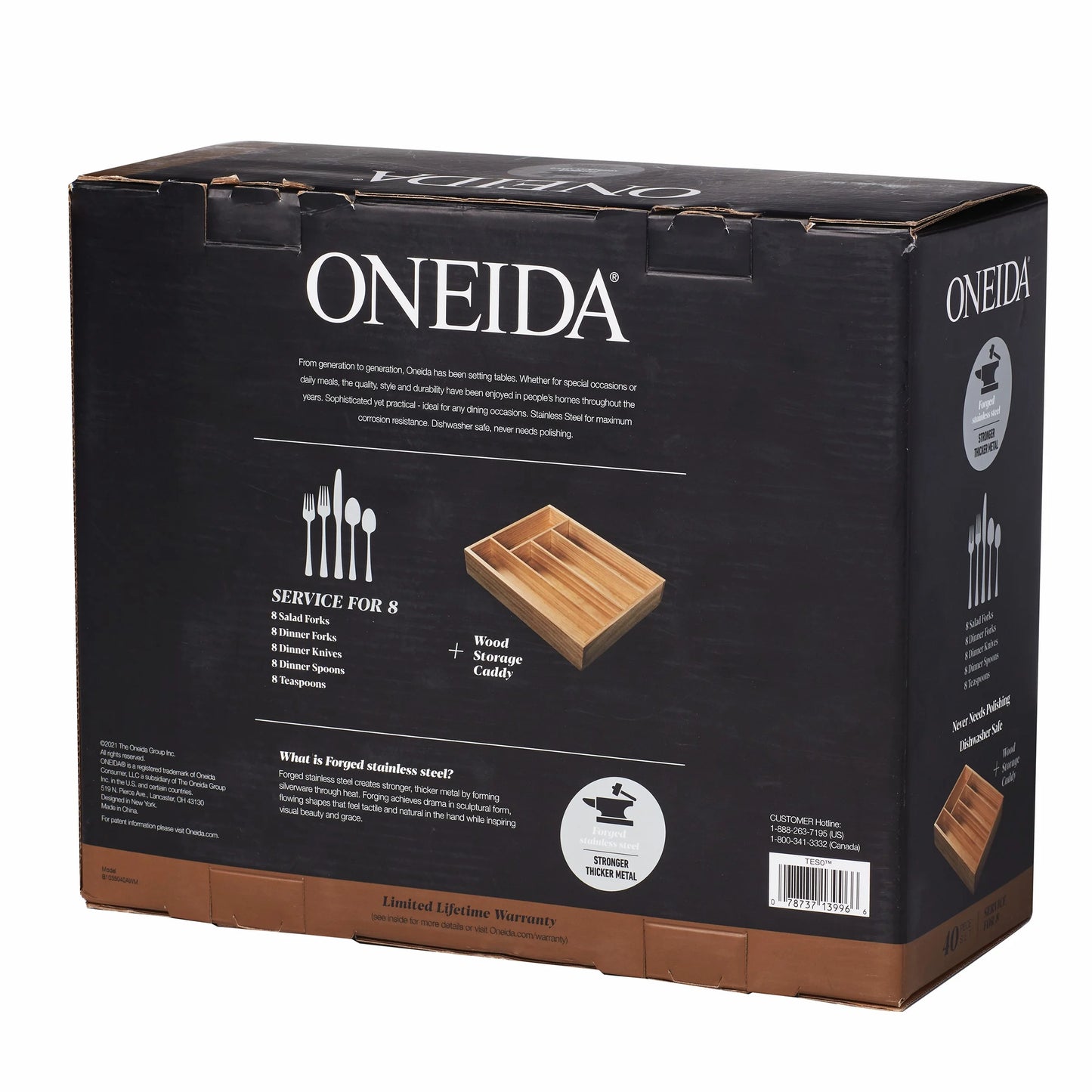 Teso 40-Piece Stainless Steel Flatware Set with Caddy (Service for 8)