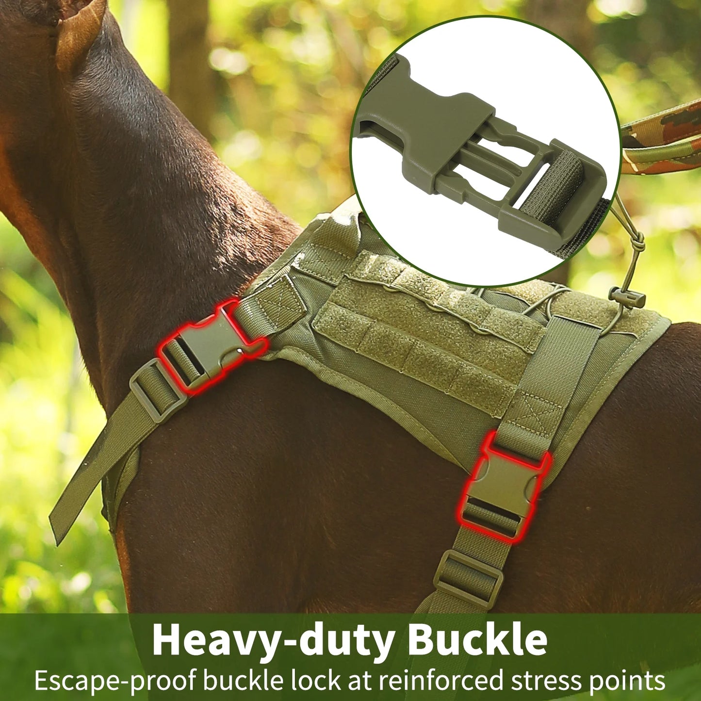 Dog Harness, No Pull Dog Harness for Large Dogs, Heavy Duty Pet Harness with Handle, Adjustable Easy on Pet Harness for Running Walking, Green L