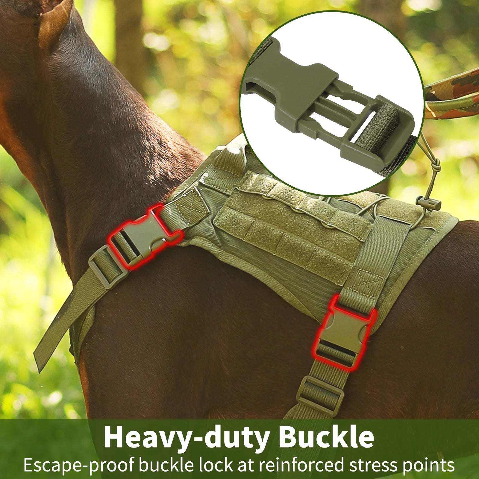 Dog Harness, No Pull Dog Harness for Large Dogs, Heavy Duty Pet Harness with Handle, Adjustable Easy on Pet Harness for Running Walking, Green L